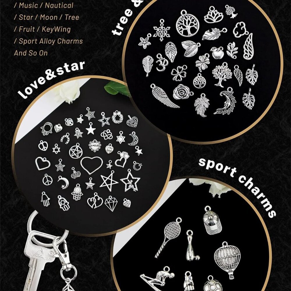 300 PCS Wholesale Bulk Lots Jewelry Making Charms Mixed Smooth Tibetan Silver Al - Picture 4 of 7